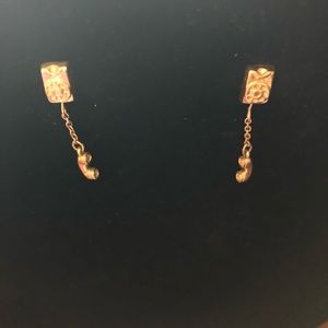 Small gold vintage dangle telephone earrings